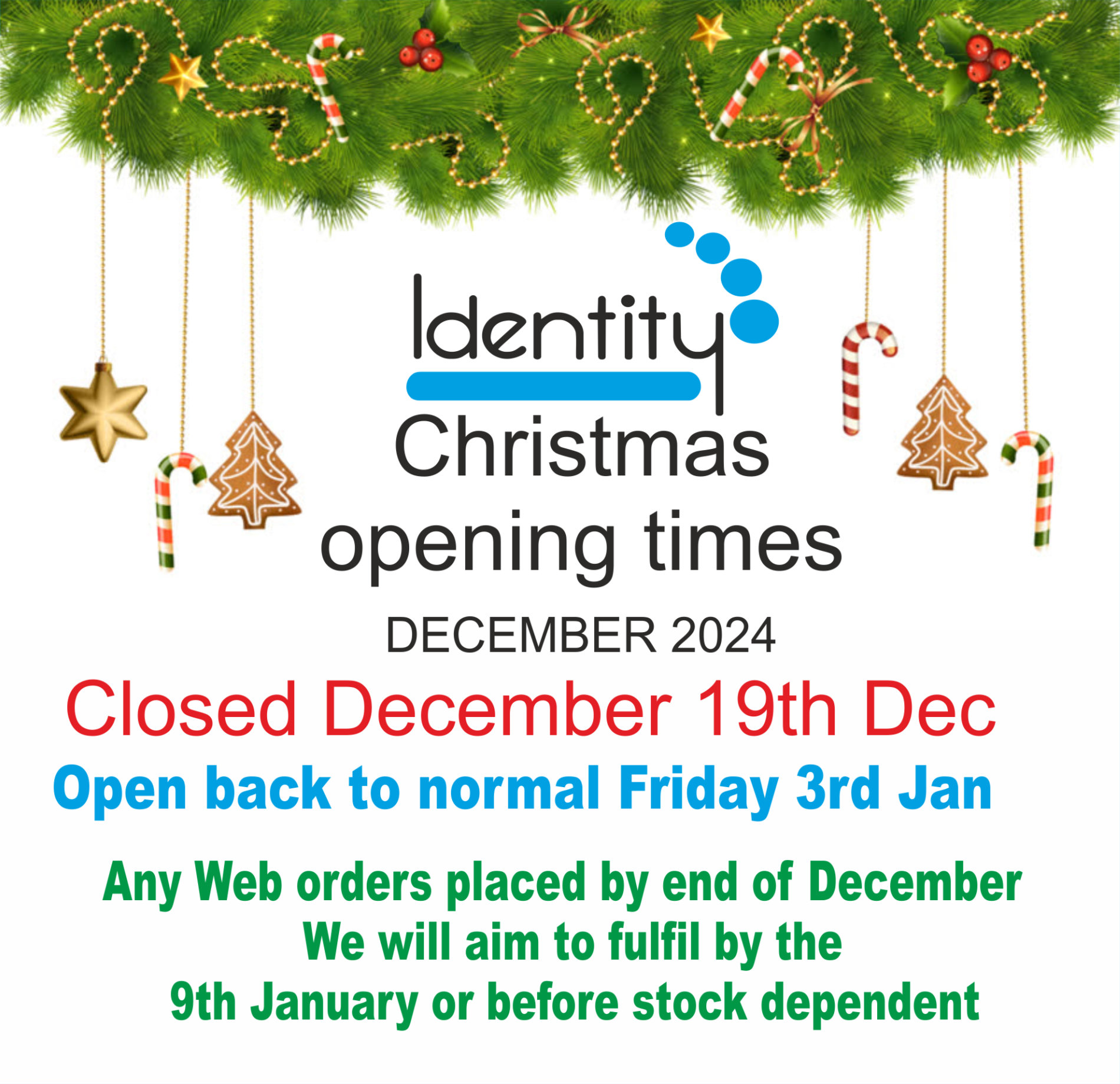 Opening times Christmas 2022